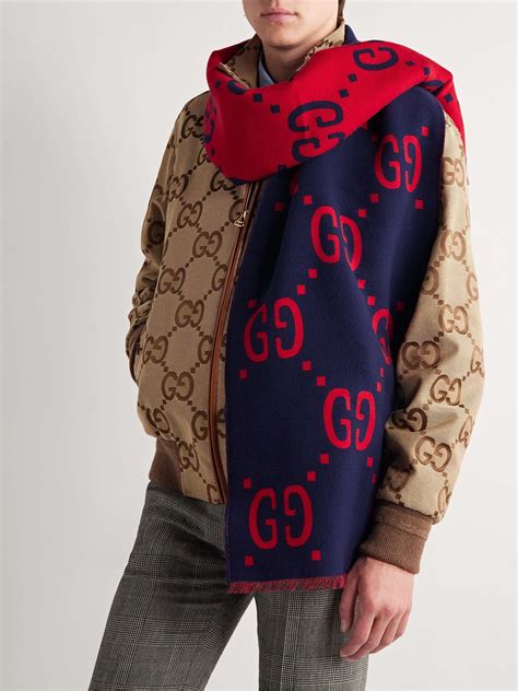 gucci mens jacquard scarf|gg jacquard wool silk scarf.